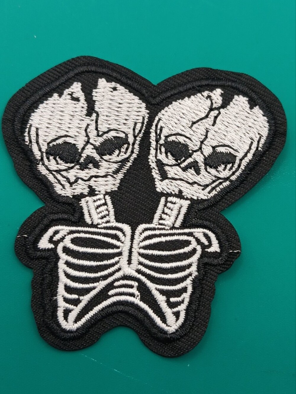 Siamese Conjoined Twin Skeleton Patch, Iron Or Sew On Applique, Oddity Curiosity